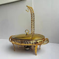 Luxury gold stainless steel hot pot - professional-grade buffet warmer with alcohol burner, ideal for hotel banquets. in stock