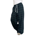 cross-border e-commerce european and american style versatile casual plaid trousers - spring/summer elastic waist casual pants