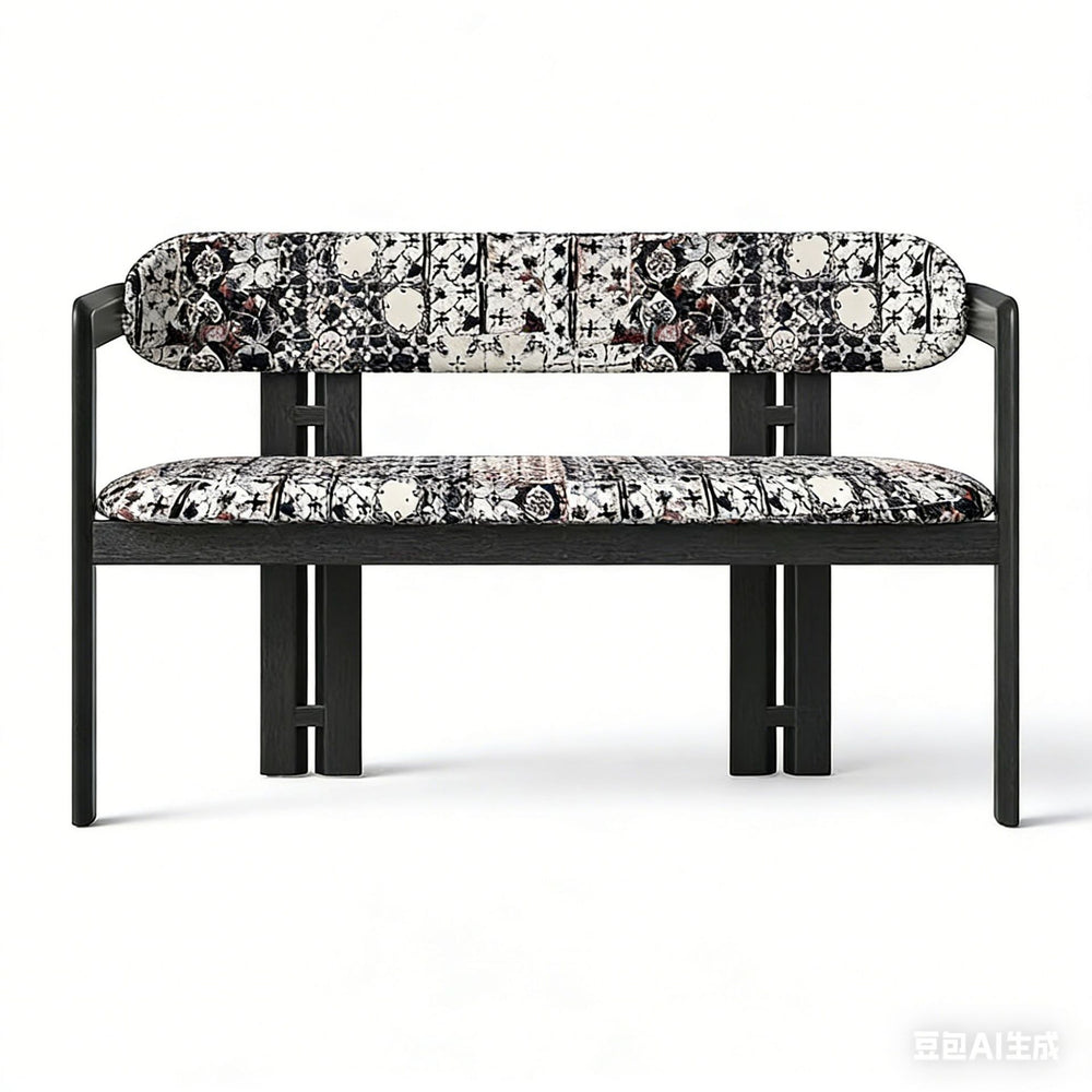 Medieval style solid wood bench for home stool bed end stool backrest bench soft bench black shoe changing stool
