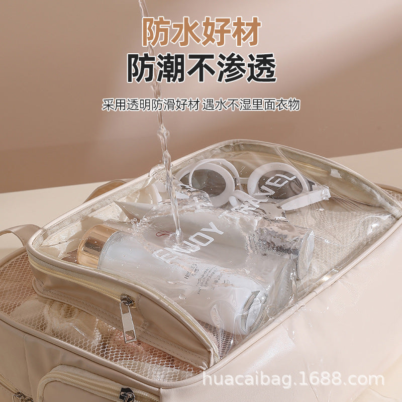 PU Multifunctional Wash Bag Travel Storage Large Capacity Swimming Bag Portable Makeup Anti-splashing Storage Bag Shoe Warehouse