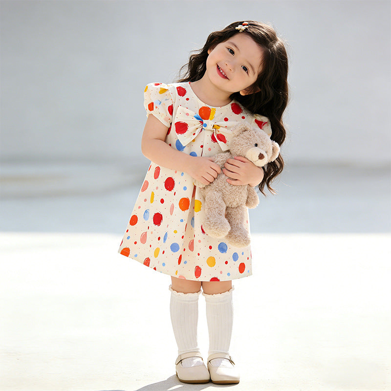 Girls' summer korean style new polka dot baby dress, stylish lightweight children's vest princess dress, summer outfit