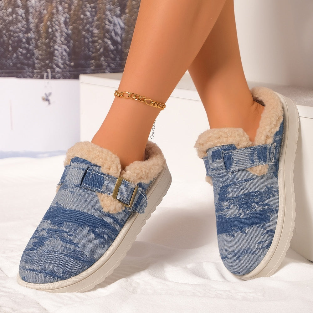plus sizefleece-linedthickened fur slippers for women fall and winternew arrivalheattech one-leg thick-soled cotton camel shoes batch