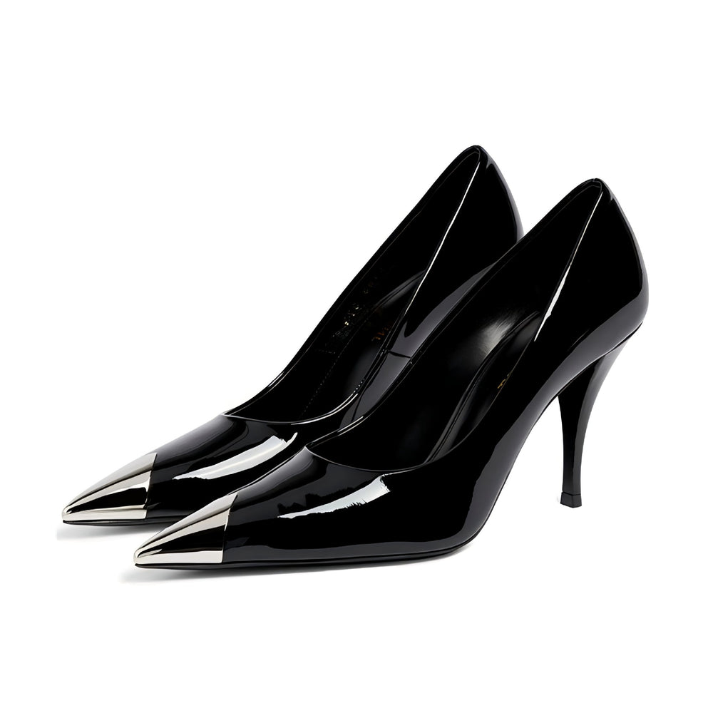 Korean style autumn/winter park chae-young inspired high heels - women's 2026 new design, elegant metallic pointed toe pumps for spring