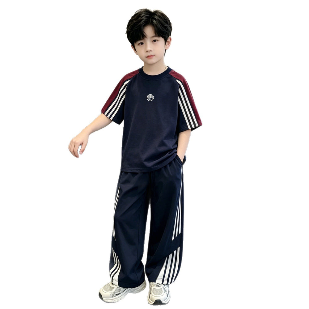 Boys' summer short-sleeve and pants new sports set , boys' casual two-piece summer outfit, lightweight style