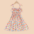 new arrival: girls' milk silk dress for export - summer fashionable off-the-shoulder one-shoulder printed dress