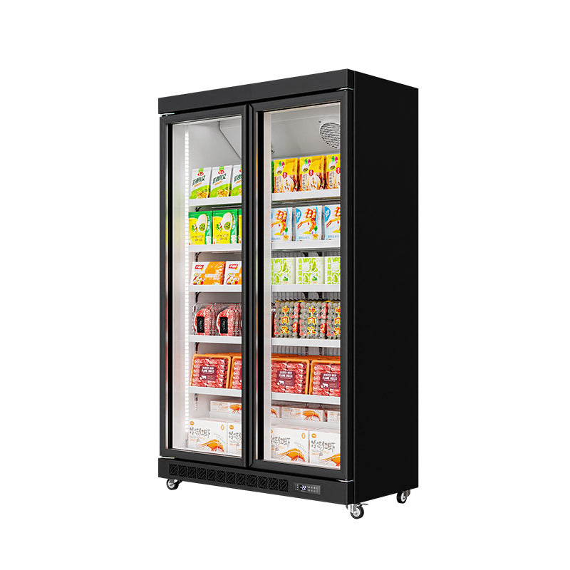 Huaer refrigerated display case meat low temperature quick freezing cabinet vertical freezer commercial supermarket refrigerator fresh-keeping freezer