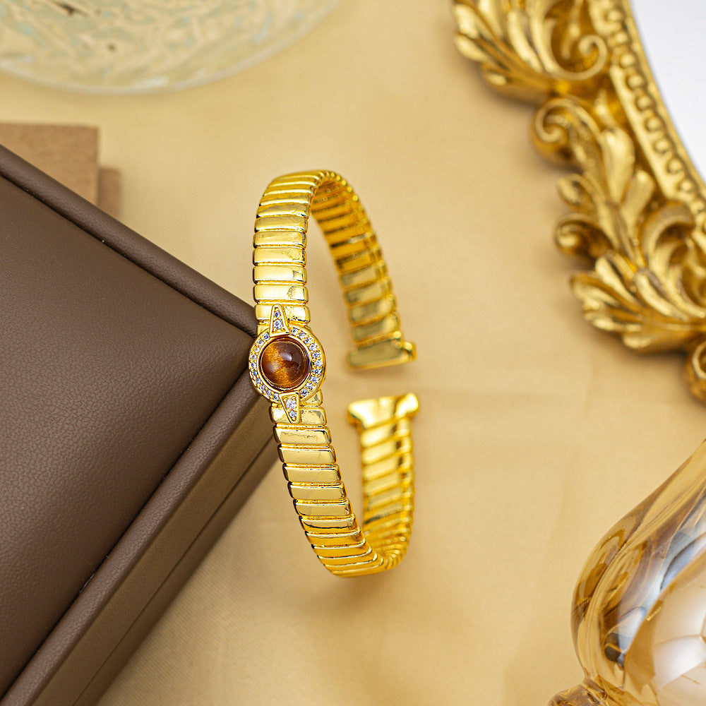 Bracelet female titanium steel fashion non-fading copper inlaid zirconium bracelet niche high-end fashion elegant jewelry wholesale hand jewelry