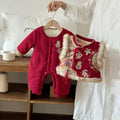 Winter baby outing clothes winter clothes red baby jumpsuit thickened new year kids crawling clothes new year clothes trendy