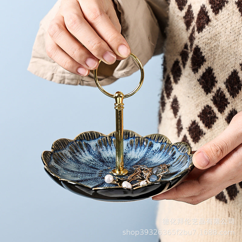 Ceramic jewelry dish - instagrammable european style, exquisite high-end trinket organizer, creative desktop display
