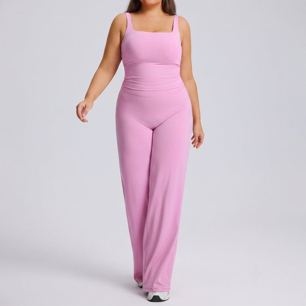 European and american plus size straight-leg yoga outfit set - high elasticity, breathable, quick-drying activewear for women's outdoor running and fitness