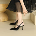 plus size 35 to 42 pedal back high heels stiletto french fashion shallow mouth pointed toe toe sandals patent leather