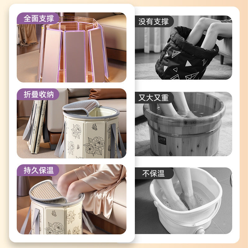 Foot soaking bucket over calf foldable foot soaking bag foot bath bucket health care for home portable footbath heat preservation constant temperature handy gadget