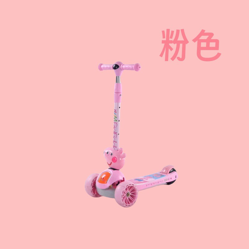 Folding Mi Gao children's scooter 2-8 years old three-wheeled flash scooter rocking car walker one-click folding Paige