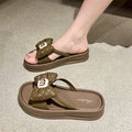 New platform sandals with bow detail - women's summer fashion, trendy beach style, super popular platform thong sandals