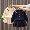 Kidssweater skirtfall and winternew arrivalpreppy styleknittingk-style stylesmallcable stitchsweater skirttwo-piece set
