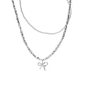 new arrivalbows necklace for women casualclassy sense of retro double-layered design imitation pearl clavicle chain
