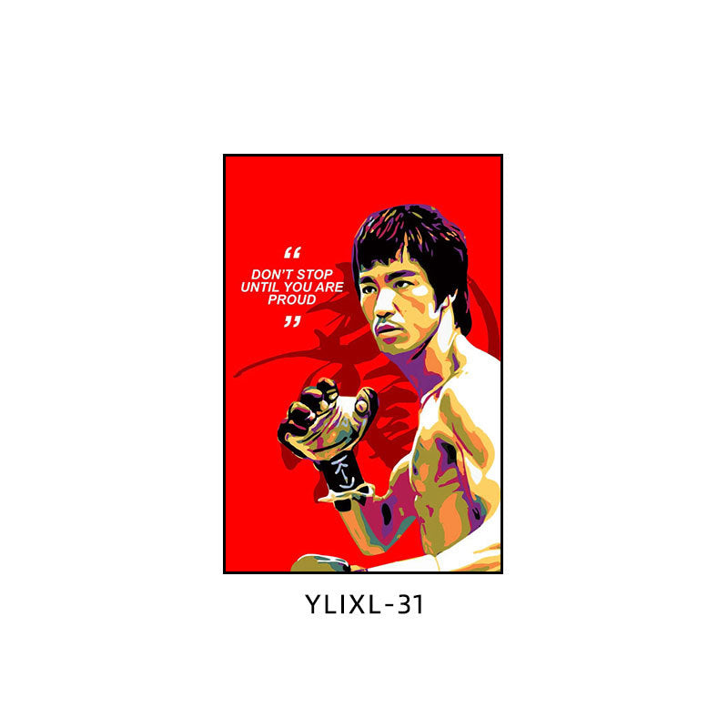 Bruce Lee poster decorative painting martial arts boxing gym taekwondo sanda inspirational gym hanging painting bedroom study mural