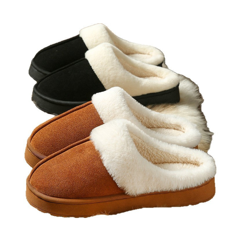 2025 new women's warm cotton slippers for home, autumn/winter fuzzy indoor slippers, men's winter thick-soled house slippers