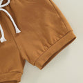 Amazon ins  hot selling baby boy fashion striped short sleeve tops with pocket shorts two-piece set