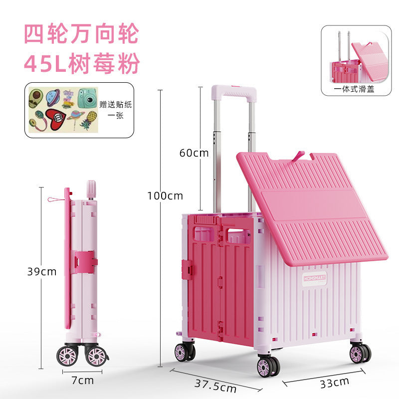 Folding trolley - lightweight rolling cart for shopping, snacks, storage, mobile camping, portable grocery shopping, and express delivery pickup