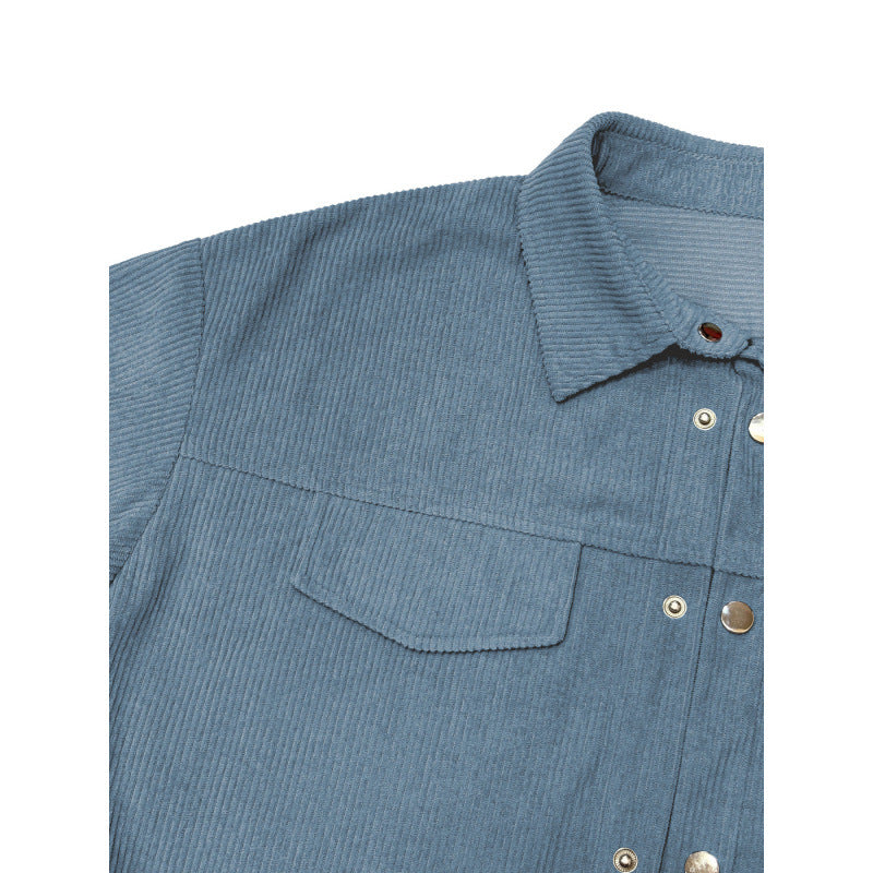 Full real shot shein independent station 1688  hot selling casual corduroy shirtoutwear