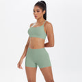 New outdoor casual cloud-like athletic yoga set - quick-dry, compression, criss-cross back, butt-lifting shorts workout outfit