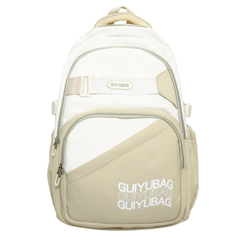 Backpack New fashion junior high school college student schoolbag Large capacity lightweight backpack Simple texture backpack