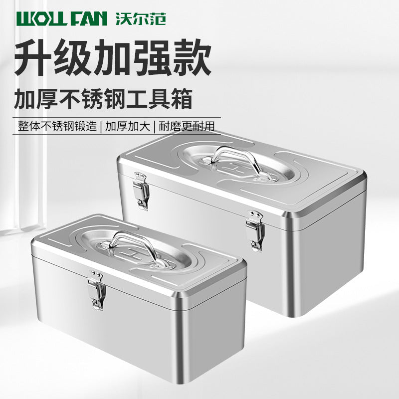 Multifunctional Toolbox Storage Box Stainless Steel Box Suitcase Storage Box Double Layer Extra Thickened Large Tool Box