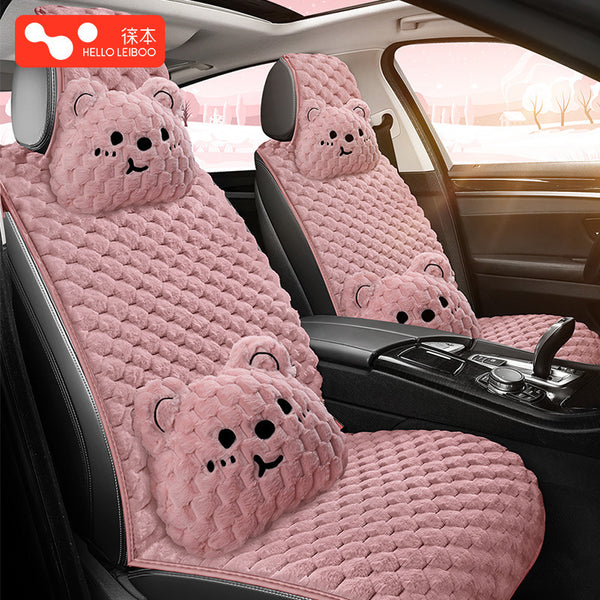 Car seat cushion lady cute car seat cushion winter seat non-slip plush half-pack seat cover seat cushion universal in all seasons