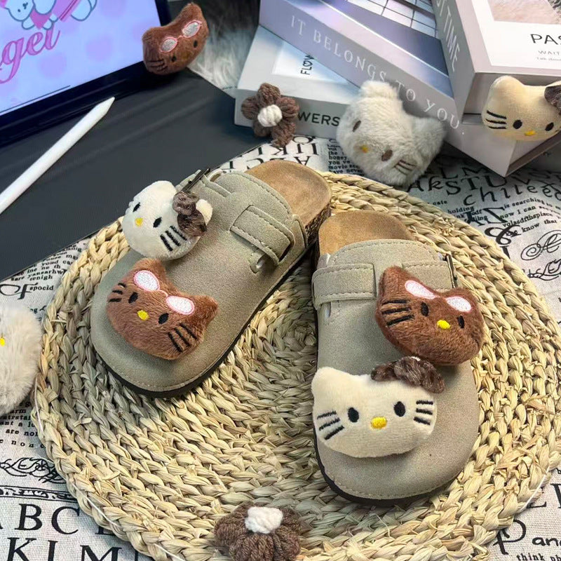 Kids female birkenstock outwear2025 spring autumcute cartoon youthfamily birkenstock shoes toe outwear half slippers