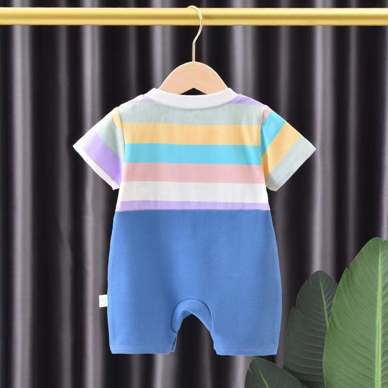 Newborn baby romper short sleeve spring/summer outfit - lightweight summer clothes for baby boys and girls - cute crawling suit for outdoor wear