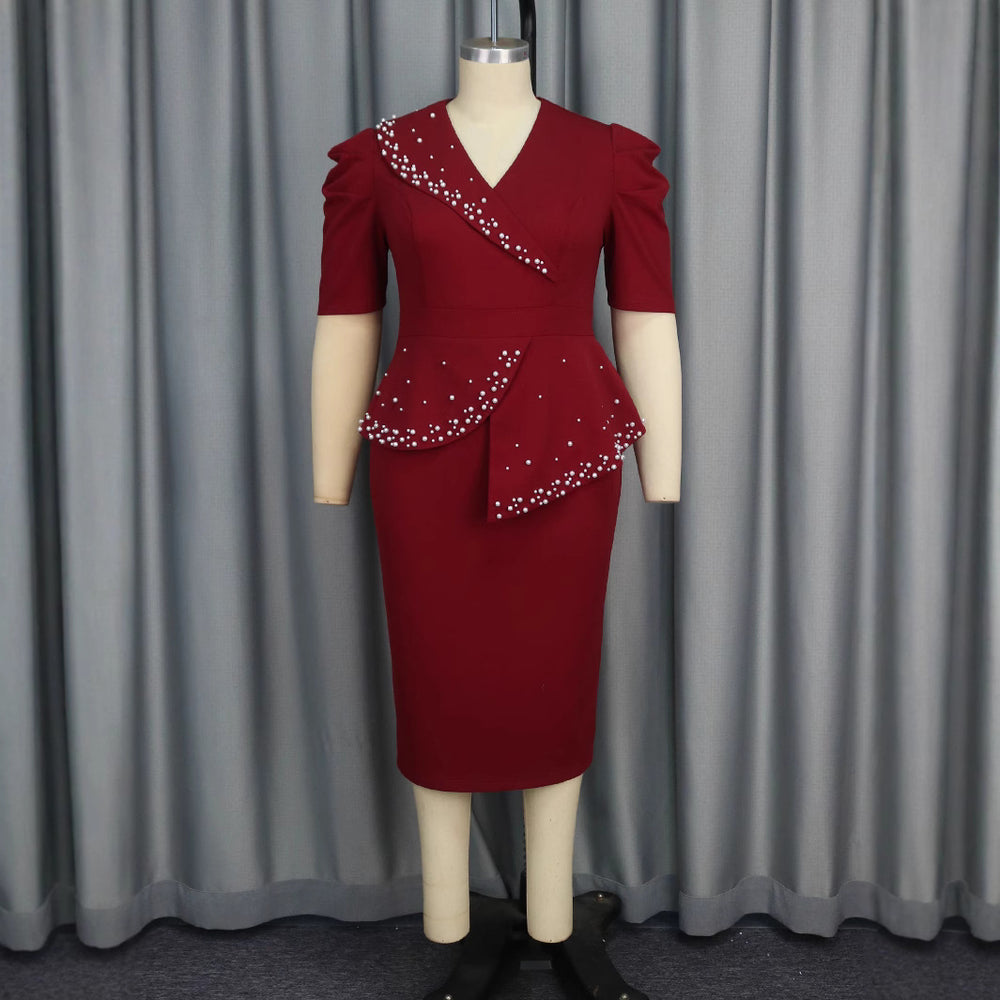 Am041035new arrivalexport beading rufflesdress cross-border party elegant hip skirt dresses