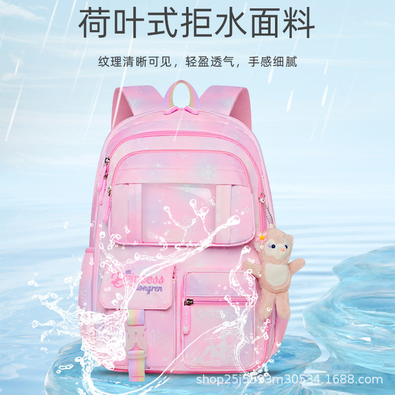 New high-value primary and secondary school schoolbag for girls, light children's backpack for girls in grades 3 to 6