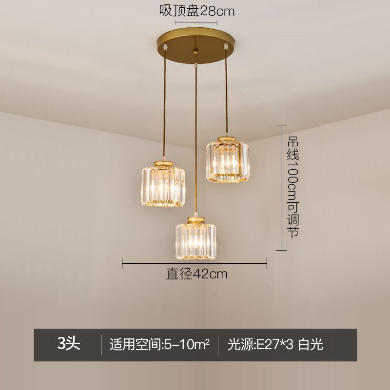 Modern minimalist bedroom bedside pendant light, simple bar counter entryway lighting, single-head suspension crystal chandelier