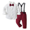 K-style children's clothing kidssuitlong sleevesshirt suspender two-piece set 61 spring & fallnew arrivalboys' first birthday dress