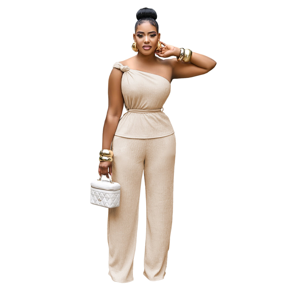 C7508 cross-border   fashion women's elegant sleeveless top and pants set - summer collection