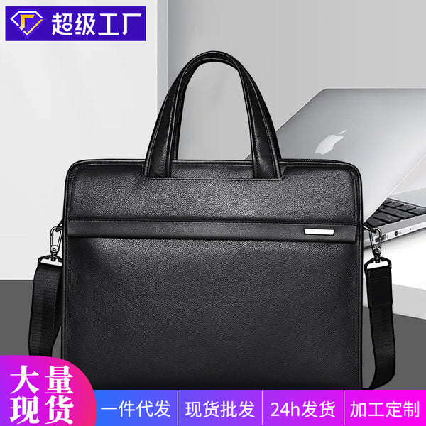 Shihua Aiden Men's Bag Genuine Leather Men's Handbag Cowhide Computer Bag 14 Inch Business Briefcase Gift Order