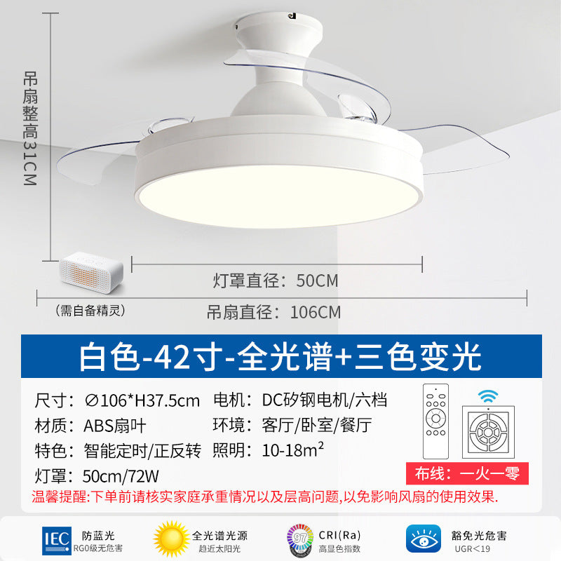 Zhongshan Lighting Fan Light 2025 New Home Living Room Invisible Ceiling Fan Light Nordic Restaurant Simple Fan Chandelier