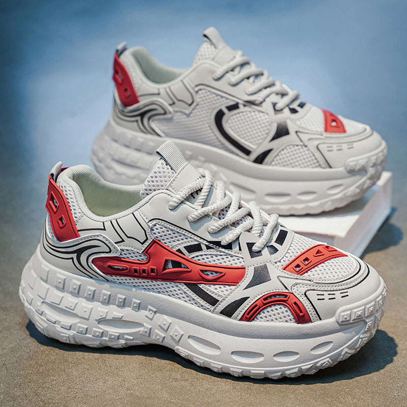 Men's shoes 2026 new summer breathable mesh casual anti-slip height increasing hong kong style trendy brand student sports dad shoes