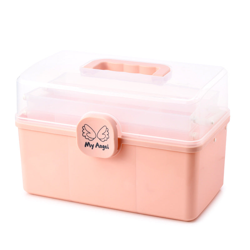 Household large-capacity portable household medicine box medicine large storage box folding plastic transparent portable medicine box