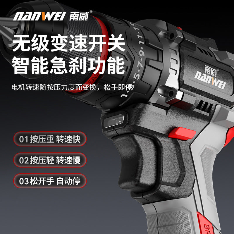Wholesale nanwei power tools brushless hand drill lithium electric drill pistol drill electric screwdriver impact drill electric turn