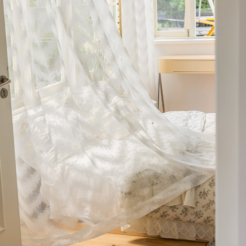 Casualaccessible luxury corrugated window screen thickened gauze curtain living room balcony bedroom decorative gauze white gauze shaoxing curtain gauze wholesale