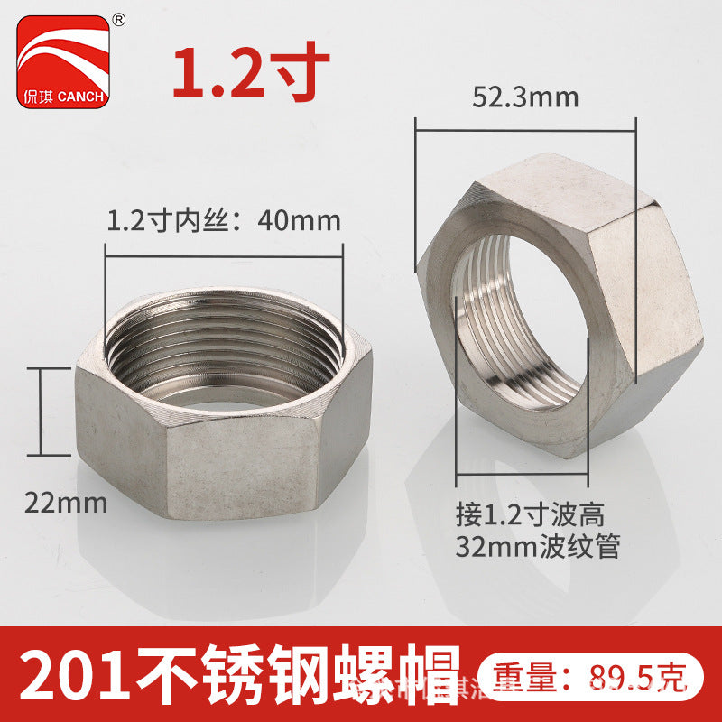 304 stainless steel nut for bellows, hexagonal copper cap, nut, ball cap 4 points 6 points 1 inch 1.2 inch 1.5 inch 2 inch
