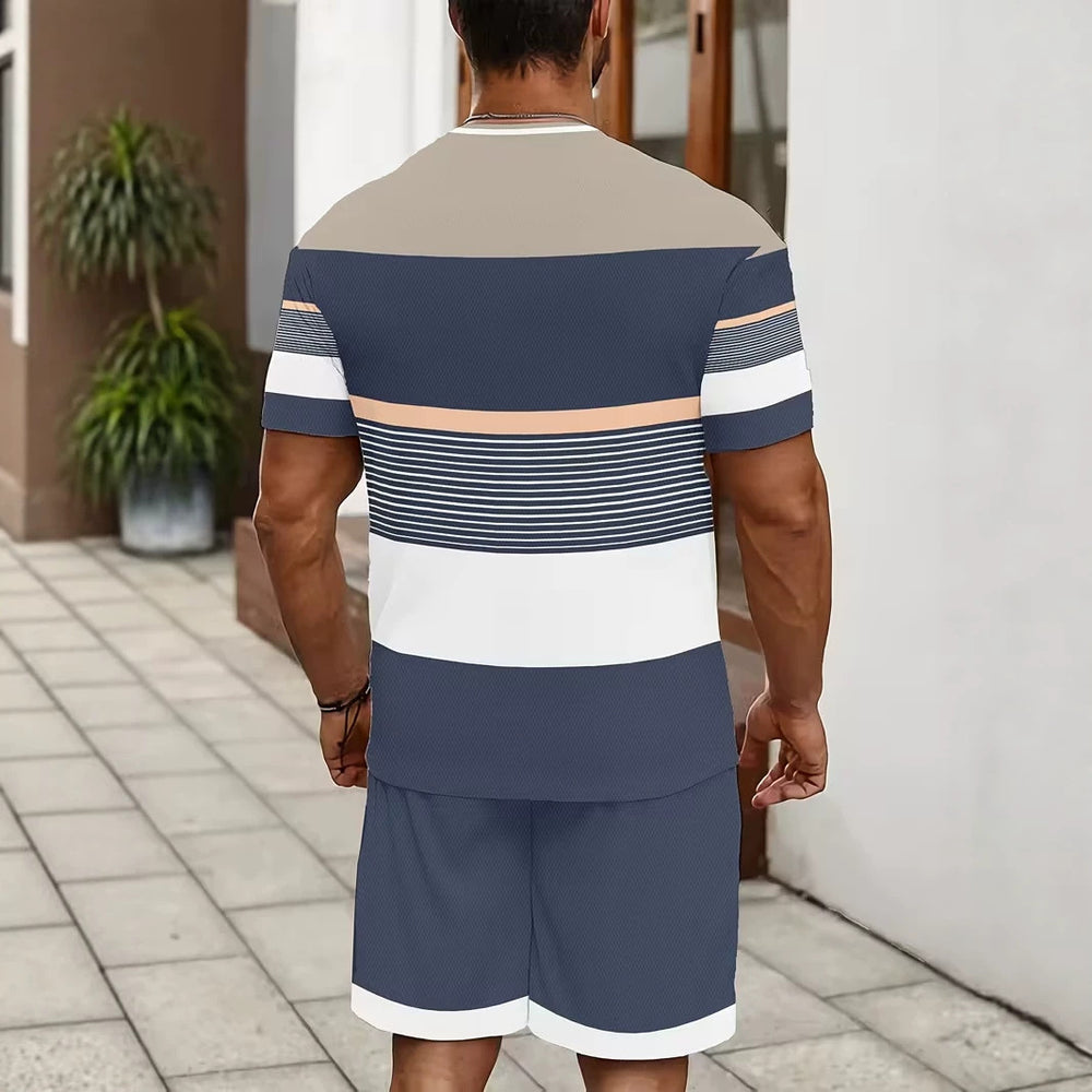 men's short-sleeve and shorts set, casual sportswear set, 3d printed cross-border hot seller, dropshipping available