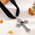 Gothic cross necklace wholesale - cross-border hot seller - unique & edgy hollow floral fabric choker necklace