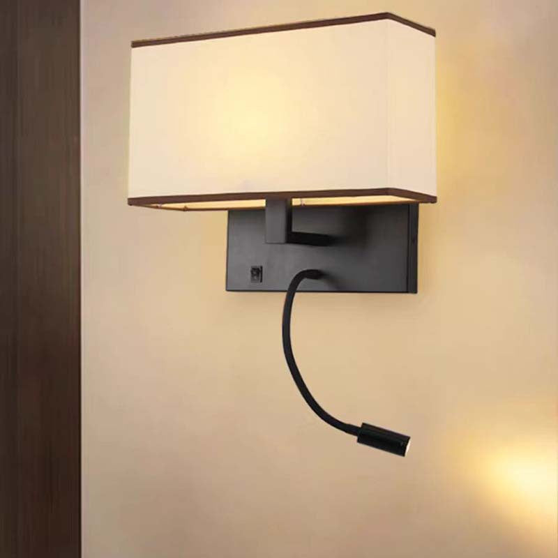 Elegant and stylish bedside reading wall lamp for hotels, guesthouses, and b&bs. modern fabric design with wall-mounted switch
