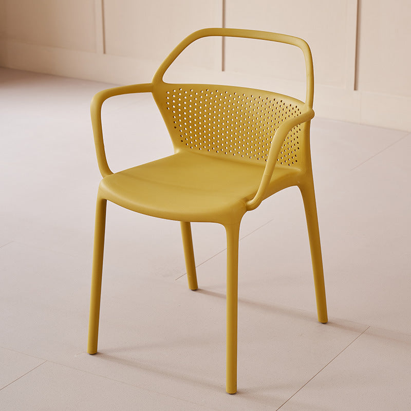 Modern minimalist plastic backrest chair, stackable living room chair, outdoor restaurant chair, cafe high back dining chair