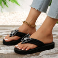 spring/summer new roman style wedge flip-flops rhinestone butterfly outdoor sandals - ready stock wholesale