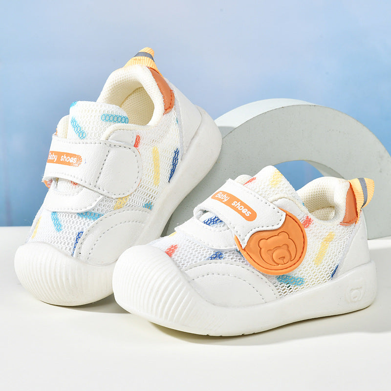 Baby sandals for girls, summer first walker shoes, 0-1-2 years old infant anti-slip soft sole mesh shoes for babies and toddlers, boys' shoes