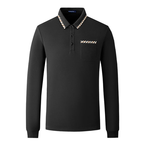 Emperor Paul Men's Polo Shirt Long Sleeve Lapel Casual T-Shirt Spring and Autumn Business New Cotton Men's Casual Top